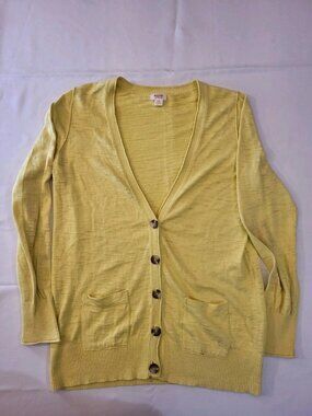 Mossimo Supply Co Women's Large Yellow Knit Cardigan Short Sleeve Button Front S